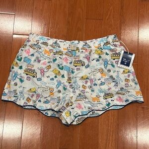 Roller Rabbit x Target Women's Roadtrip Poplin Boxer Shorts Blue/Yellow/Pink - L